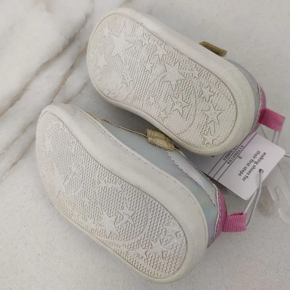 NWT Carter's Sammie Gold Silver Metallic Shimmer Baby Toddler Girls Sneakers, 3